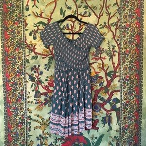 Angie Dress, boho short paisley stretch top dress, size S